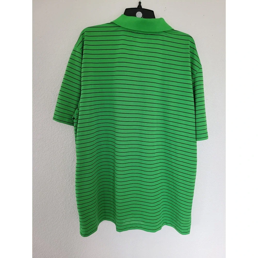 The North Face Mens XL Golf Polo Shirt‎ Green Black Stripe Zip Short Sleeve #1